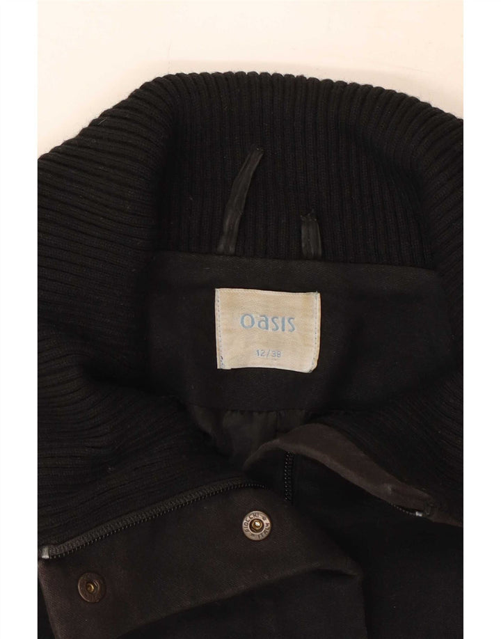 Oasis Damen-Windbreaker-Mantel UK 12 Mittelschwarze Baumwolle