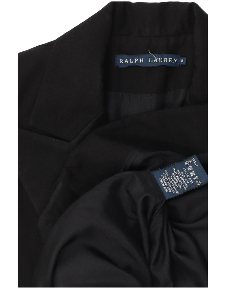 Ralph Lauren Damen-Blazerjacke mit 1 Knopf, US 8, mittelschwarze Wolle