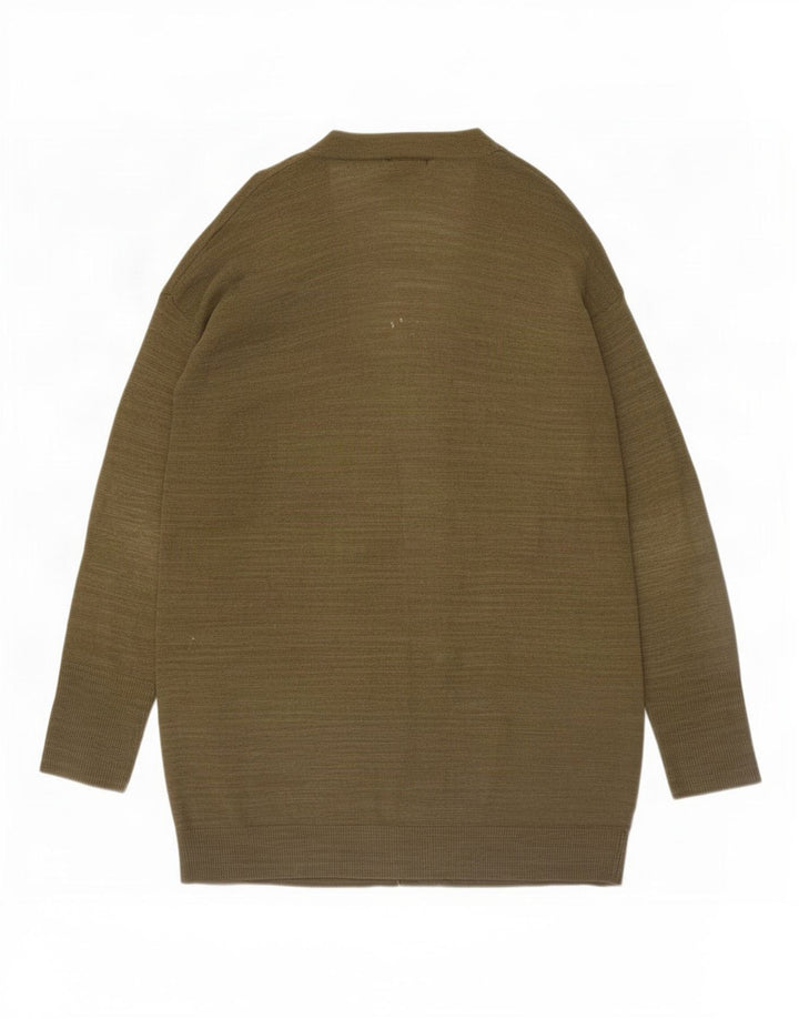 Massimo Dutti Damen Longline Open Cardigan Pullover UK 14 Medium Khaki