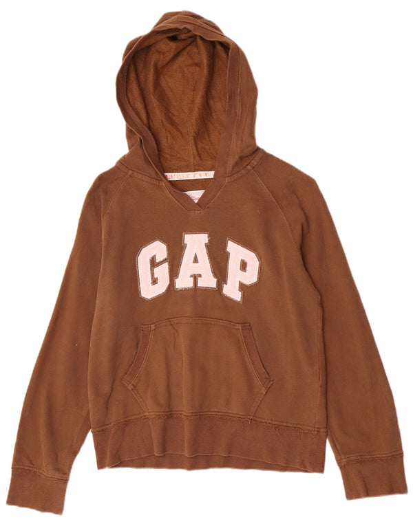 Gap Mädchen-Kapuzenpullover mit Grafik, reguläre Passform, 9–10 Jahre, groß, braune Baumwolle