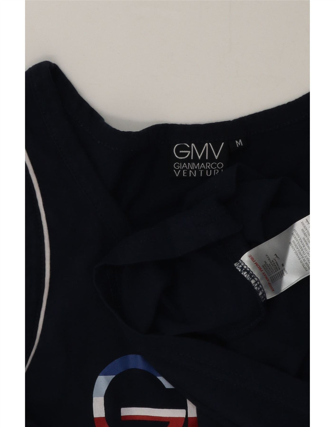 Gianmarco Venturi Grafisches Herren-Weste-Top aus mittlerer marineblauer Baumwolle