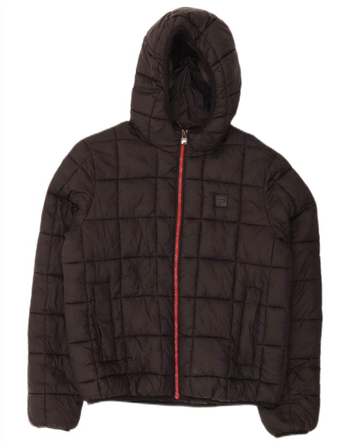 Fila Wattierte Jacke mit Kapuze für Jungen, 13–14 Jahre, Schwarz