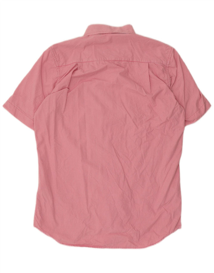 Superdry Herren-Kurzarmhemd, groß, rosa kariert, Baumwolle
