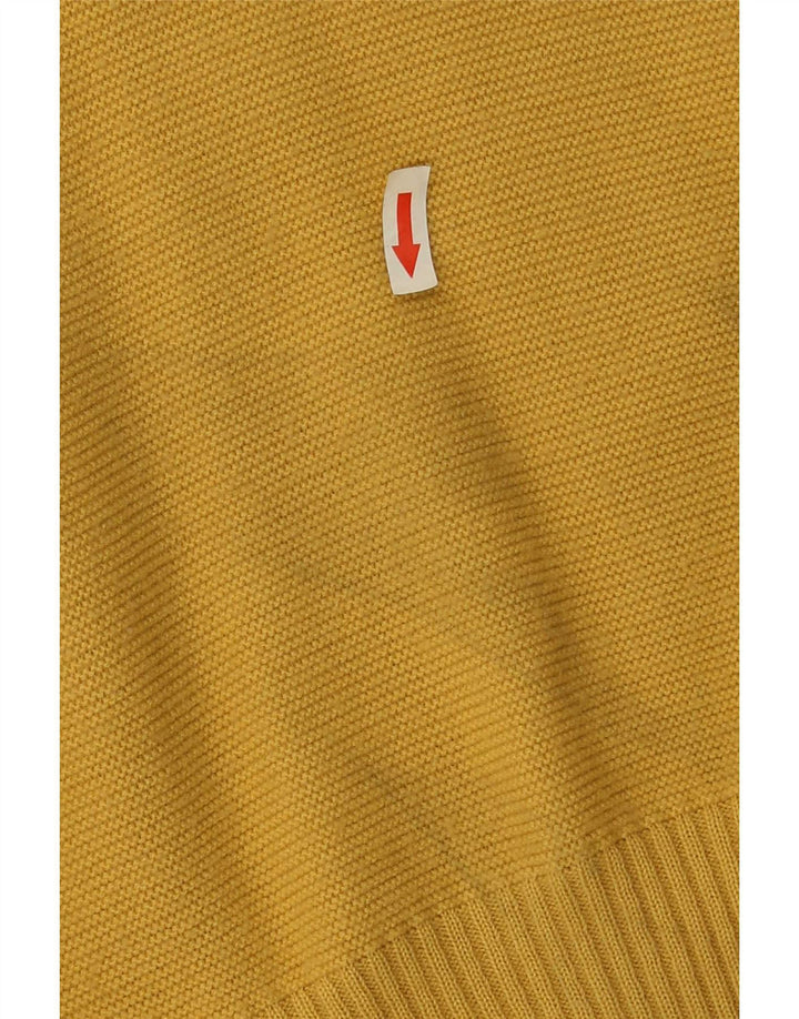 Vintage Herren V-Ausschnitt Pullover Pullover IT 52 Großes gelbes Polyester
