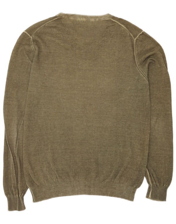 Sisley Herren-Pullover mit V-Ausschnitt, Größe L, Khaki