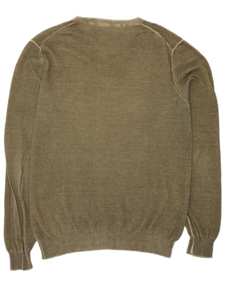 Sisley Herren-Pullover mit V-Ausschnitt, Größe L, Khaki