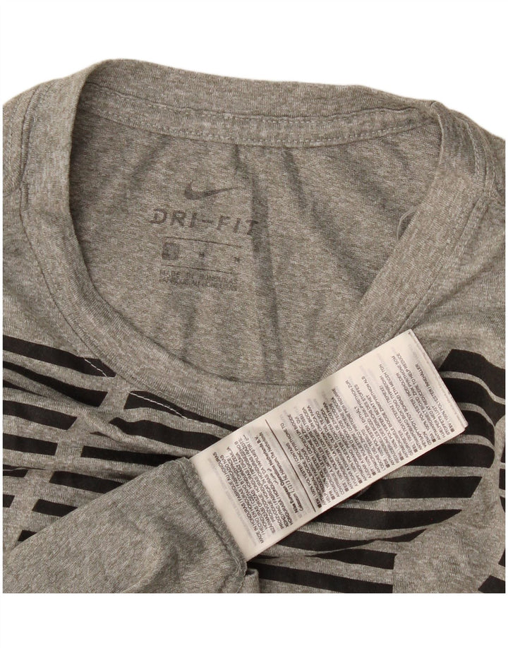 Nike Herren Dri Fit Grafik-T-Shirt-Oberteil aus mittelgrauem Polyester