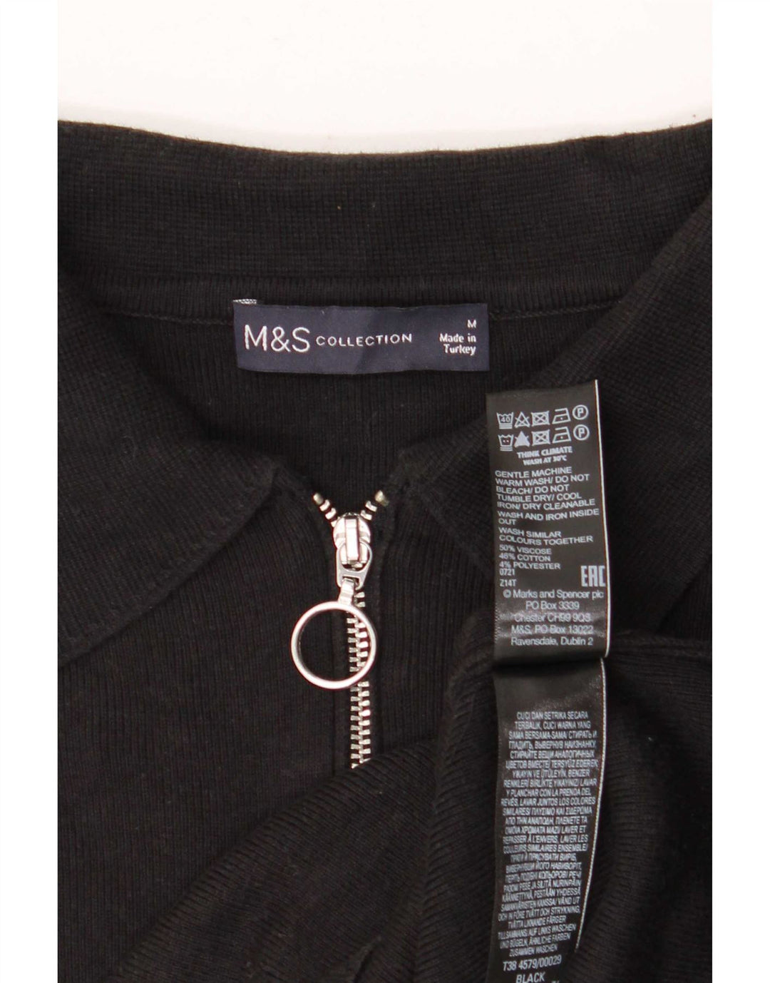 Marks & Spencer Damen Poloshirt UK 14 Mittelschwarze Viskose