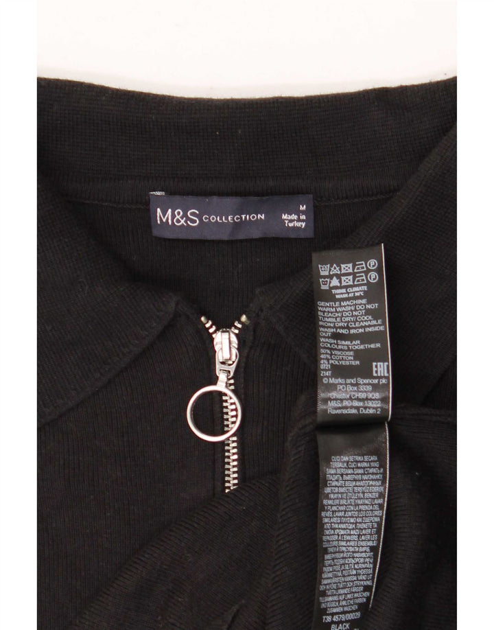 Marks & Spencer Damen Poloshirt UK 14 Mittelschwarze Viskose
