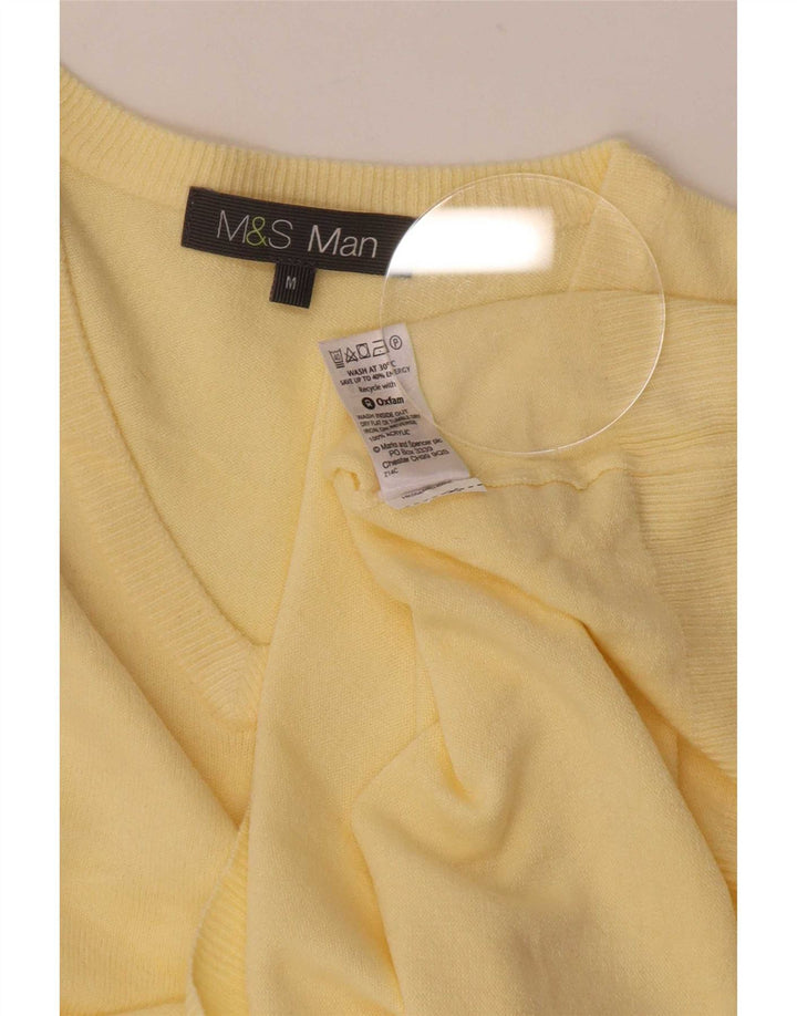 Marks & Spencer Herren-Pullover mit V-Ausschnitt, mittelgelbes Acryl