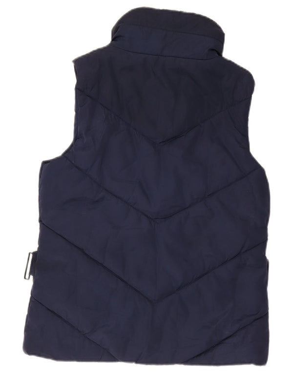 Zara Damen Wattierte Weste UK 12 Medium Marineblau Polyester