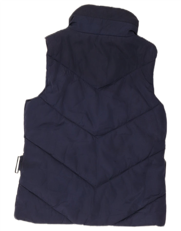 Zara Damen Wattierte Weste UK 12 Medium Marineblau Polyester