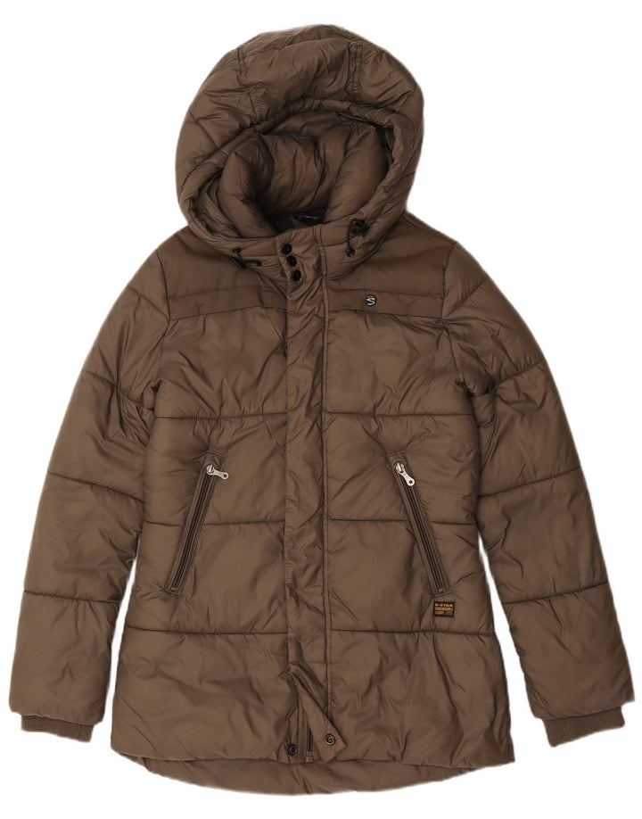 G-Star Wattierte Damenjacke mit Kapuze, UK 14, Medium Khaki, Polyamid
