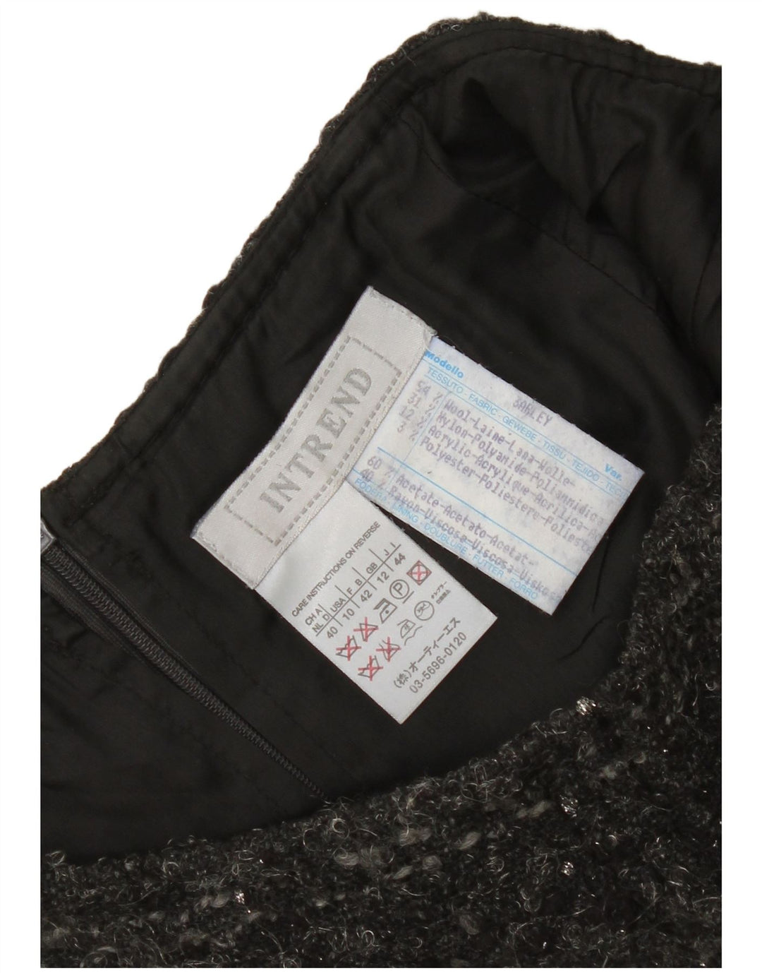 Intrend Damen Bleistiftrock UK 12 Medium W30 Grau karierte Wolle
