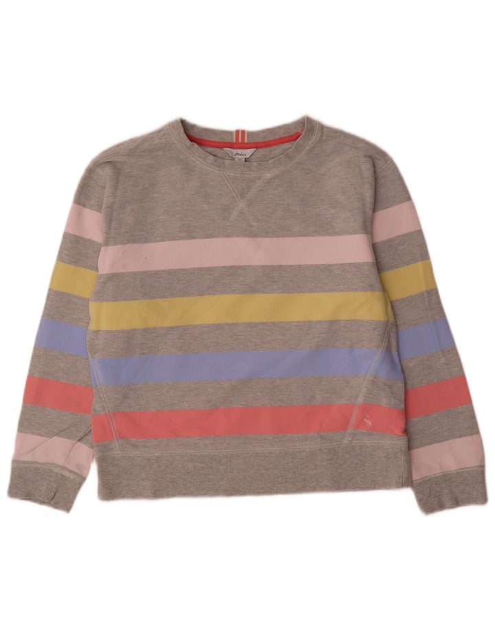 Joules übergroßer Damen-Sweatshirt-Pullover, Gr. 8, klein, grau gestreift, Baumwolle