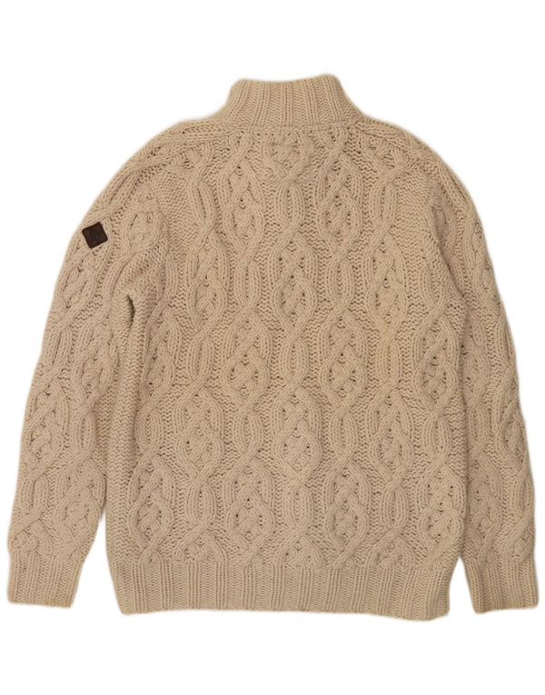 Timberland Herren-Pullover mit Knopfkragen, groß, cremefarbene Wolle