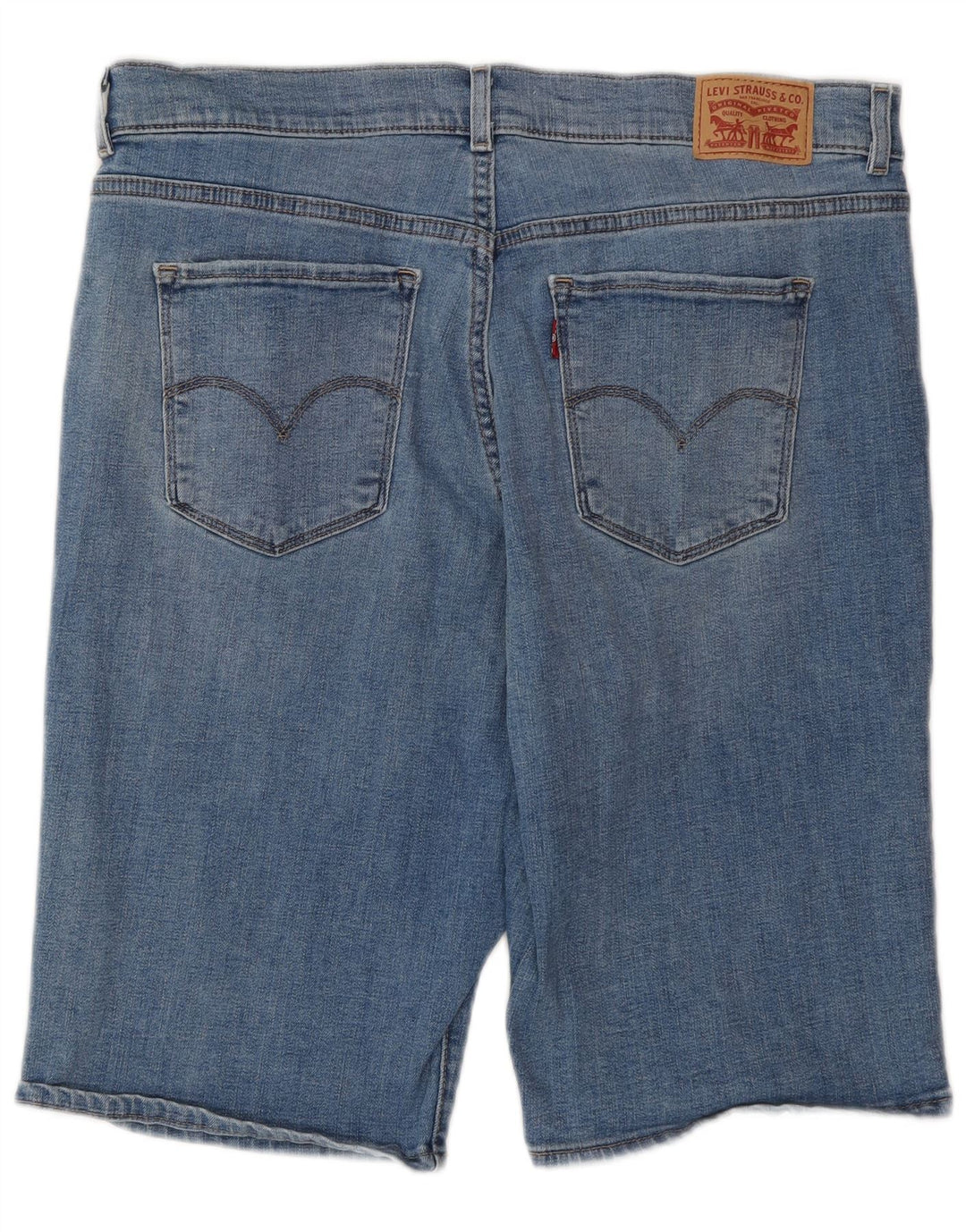 LEVI'S Damen-Bermuda-Jeansshorts im Distressed-Look, W32, groß, aus blauer Baumwolle