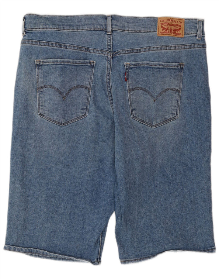 LEVI'S Damen-Bermuda-Jeansshorts im Distressed-Look, W32, groß, aus blauer Baumwolle