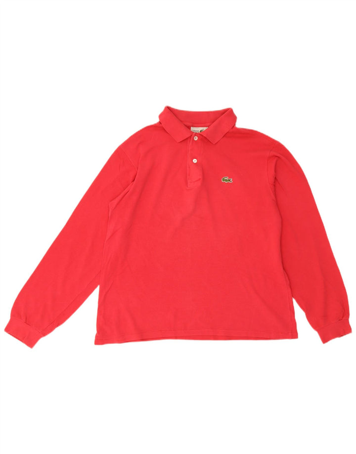 Lacoste Herren-Langarm-Poloshirt, Größe 4, mittelrote Baumwolle