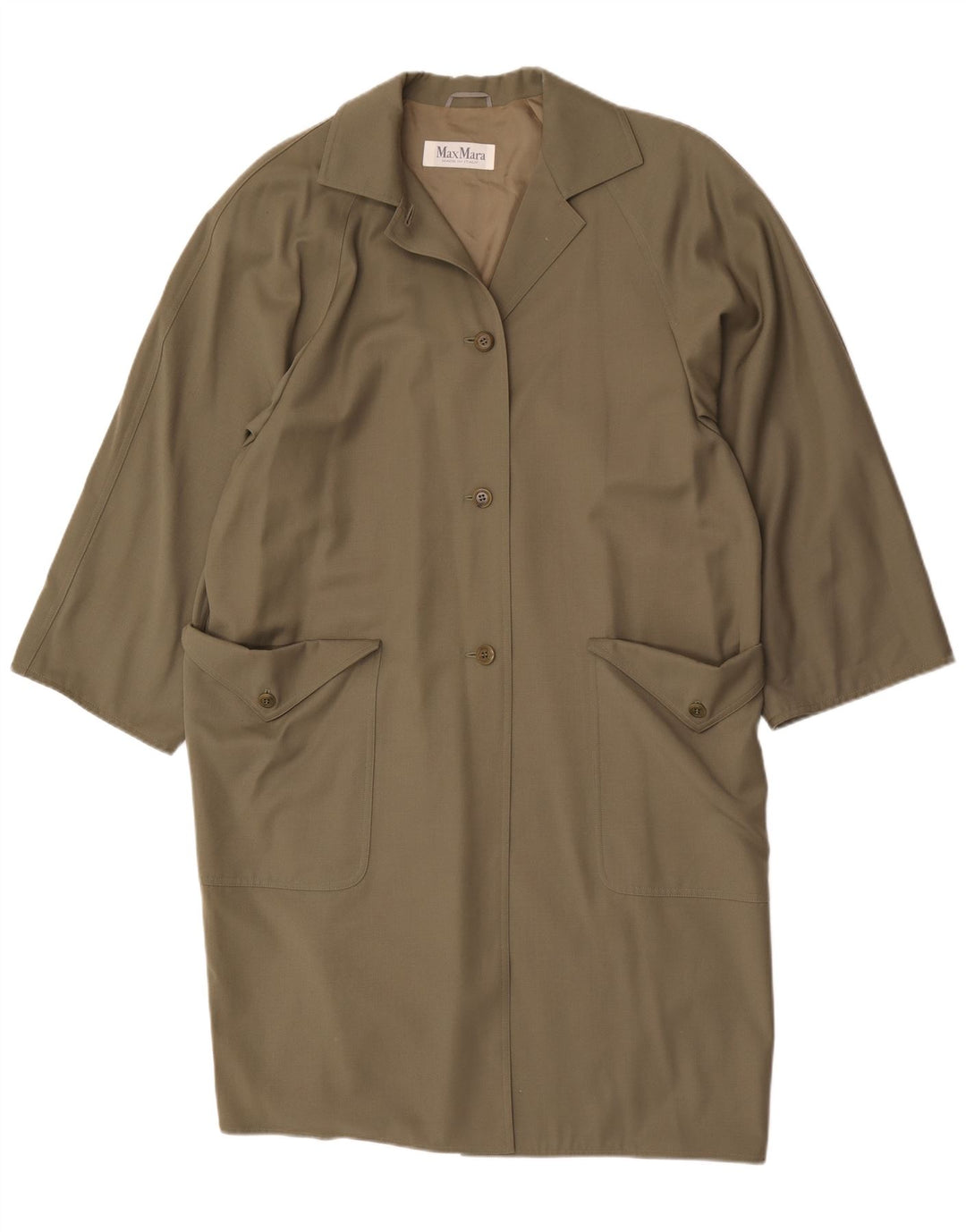 Max Mara Damen Übergroßer Mantel UK 14 Große Khaki-Wolle