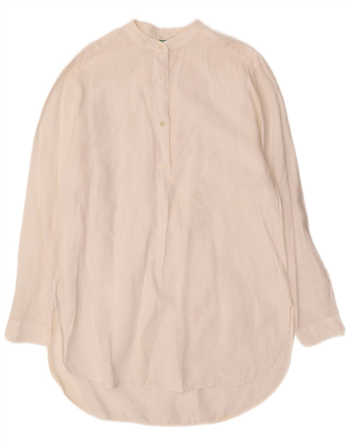 BENETTON Damen Longline Pullover Shirt UK 14 Medium Off White