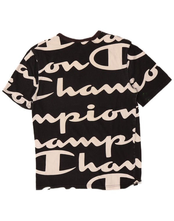 Champion Mens Graphic T-Shirt Top Small Black Cotton