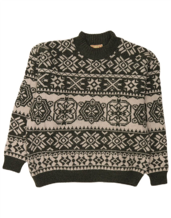 Bromley Rollkragenpullover für Herren, Größe L, Grün, Fair Isle