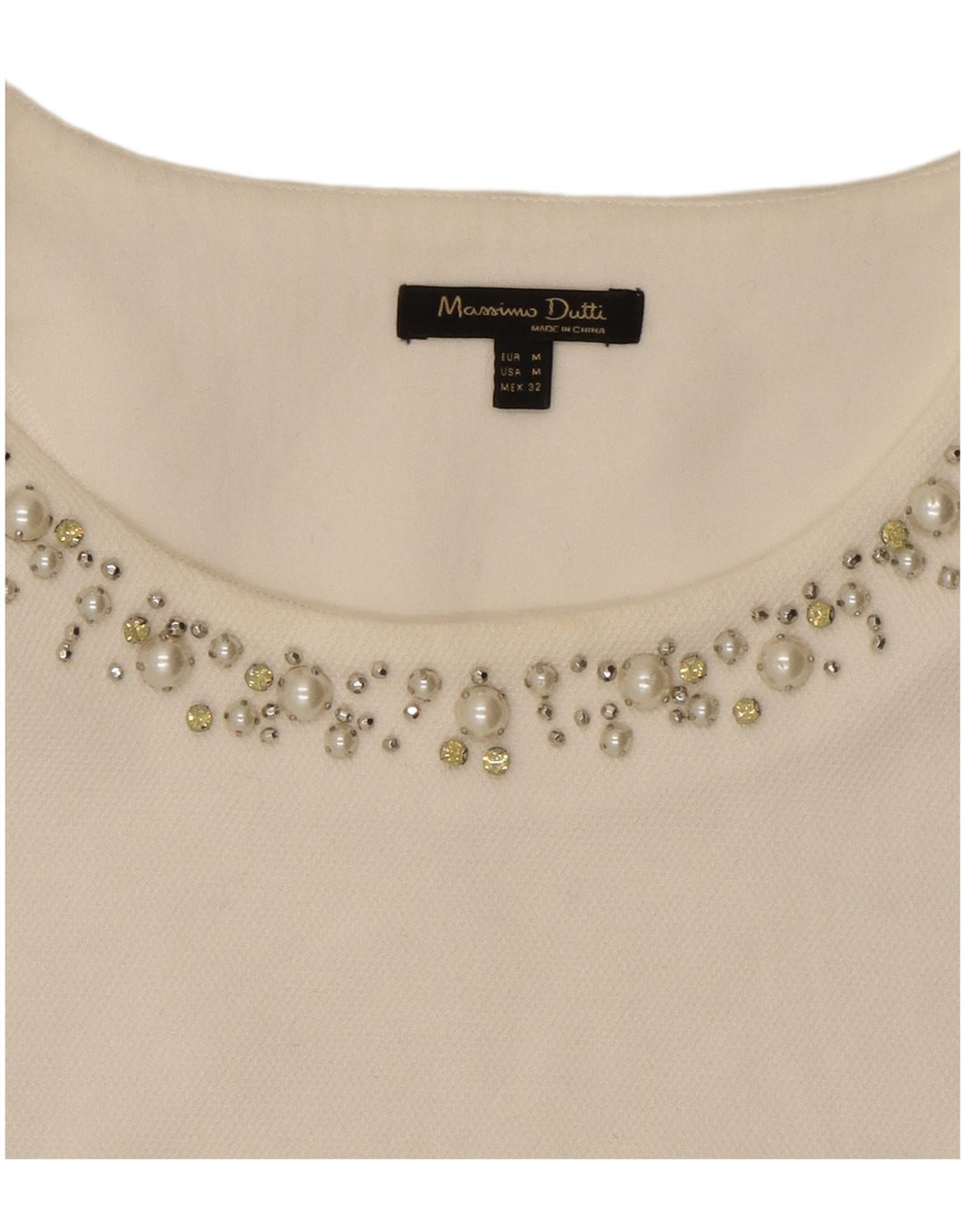 Massimo Dutti Damen Top 3/4 Ärmel UK 14 Mittelweiß