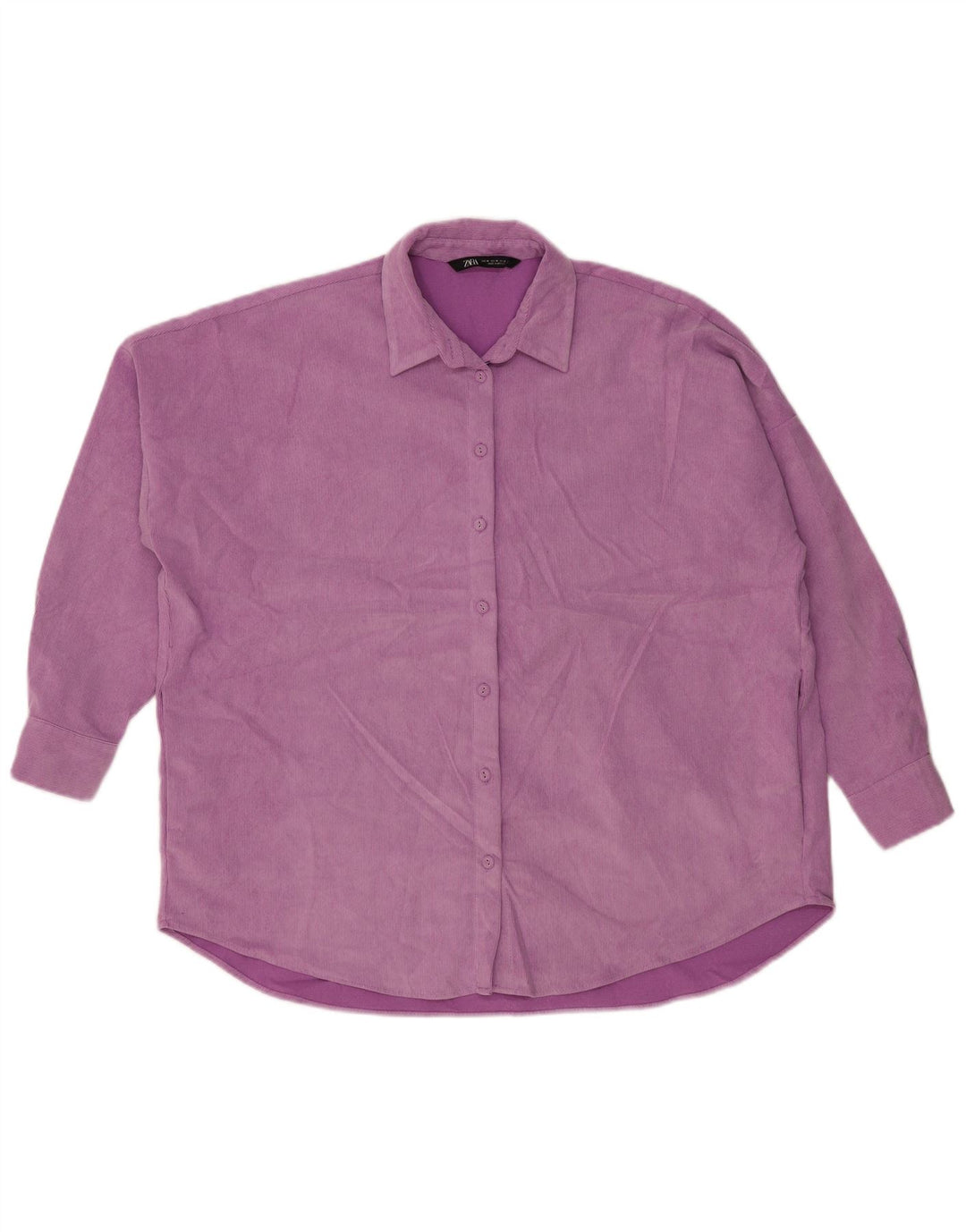 Zara Damen Übergroßes Cordhemd UK 14 Mittellila Polyester