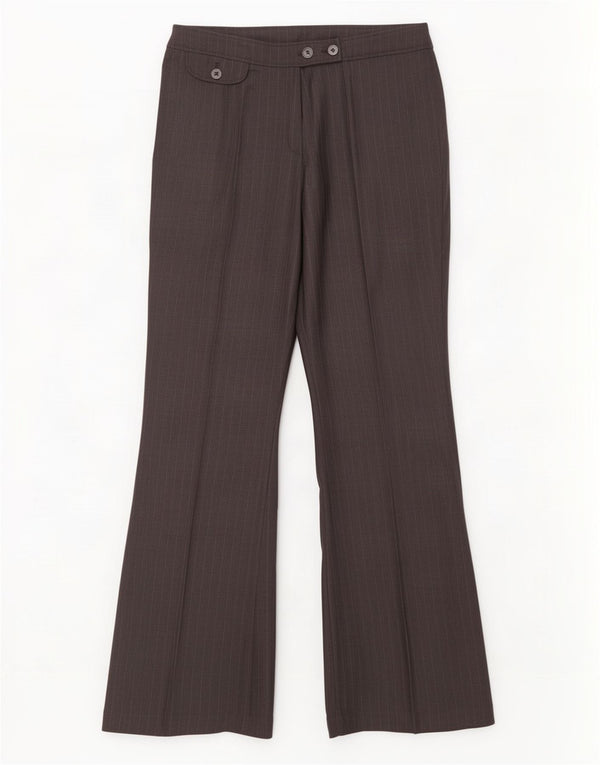 Marks & Spencer Damen Freizeithose UK 14 Large W34 L33 Schwarzer Nadelstreifen