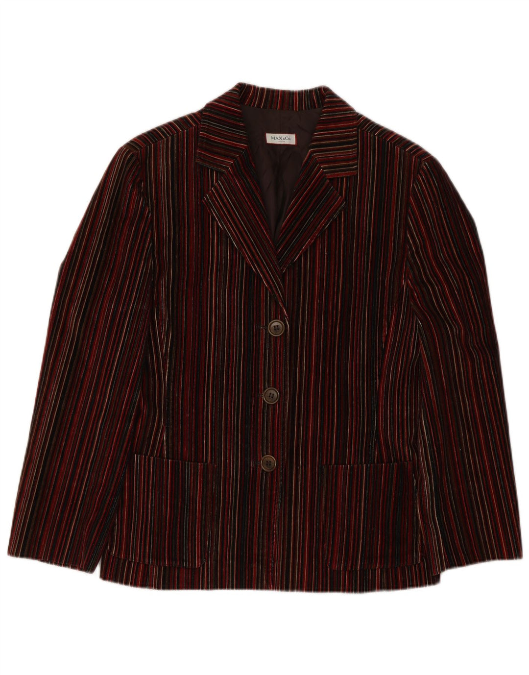 Max & Co. Damen-Blazer mit 3 Knöpfen, Gr. 10, klein, Burgunderrot, gestreift