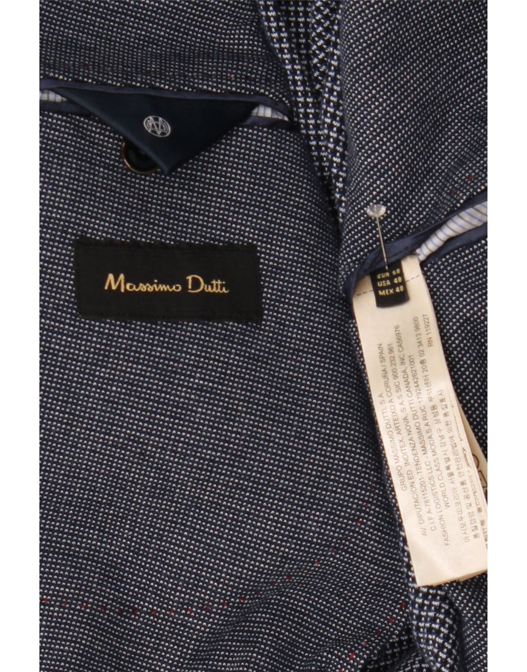 Massimo Dutti Herren-Blazer mit 2 Knöpfen, EU 58, 2XL, marineblaue Baumwolle