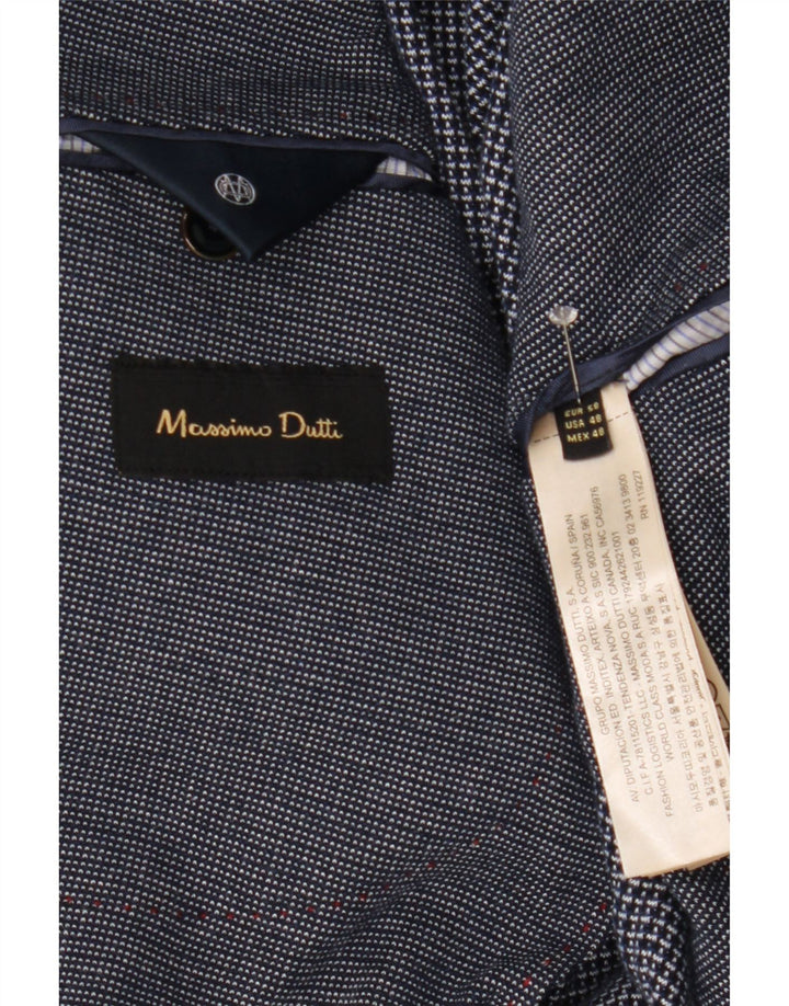 Massimo Dutti Herren-Blazer mit 2 Knöpfen, EU 58, 2XL, marineblaue Baumwolle