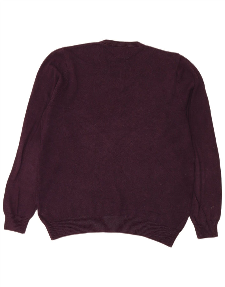 Marks & Spencer Herren-Pullover mit V-Ausschnitt, mittlere kastanienbraune Baumwolle