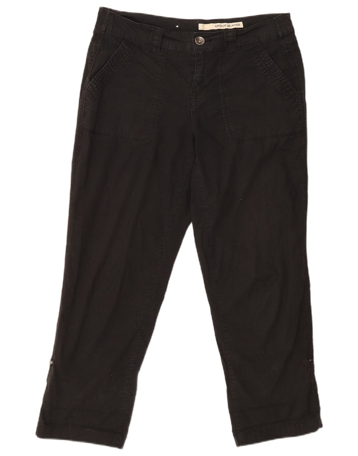 Gerade geschnittene Damenhose von DKNY, US 8, M, W30, L25, schwarze Baumwolle