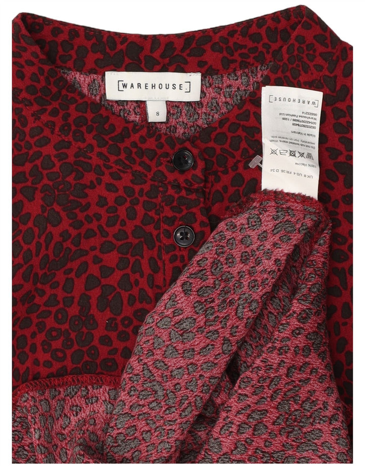 WAREHOUSE Damen-Hemdkleid, Gr. 8, klein, rot, Viskose mit Animal-Print