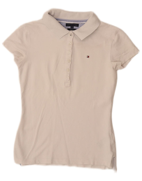 Tommy Hilfiger Damen Slim Fit Poloshirt UK 6 XS Weiße Baumwolle