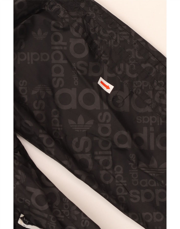 ADIDAS Herren Graphic Hooded Rain Jacket UK 38 Mittelschwarzes Polyamid