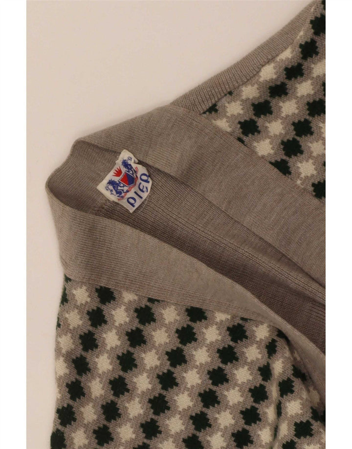 Vintage Damen Cardigan Pullover UK 8 Small Beige Geometrisch