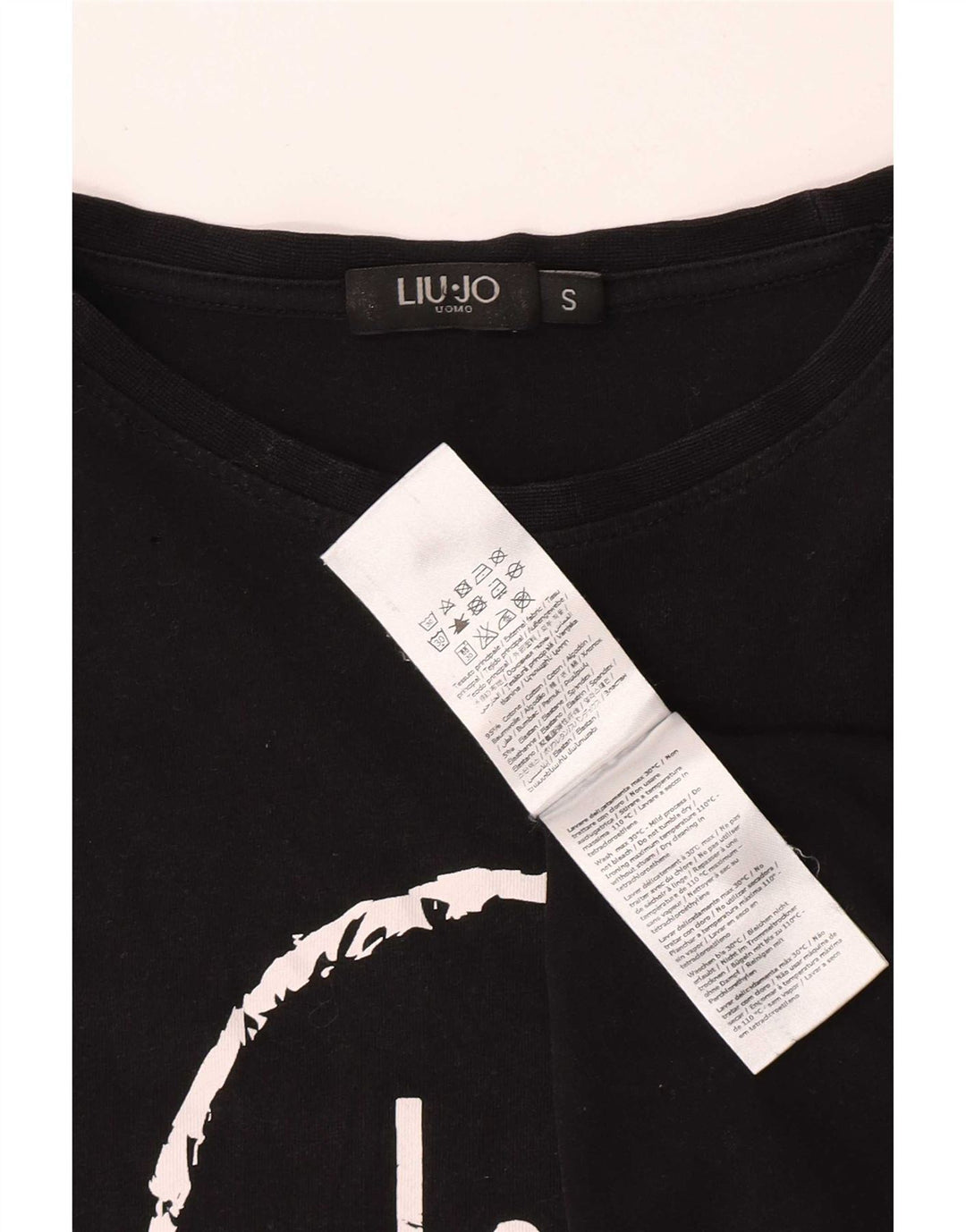 Liu Jo Herren-T-Shirt mit Grafik, Größe S, schwarze Baumwolle
