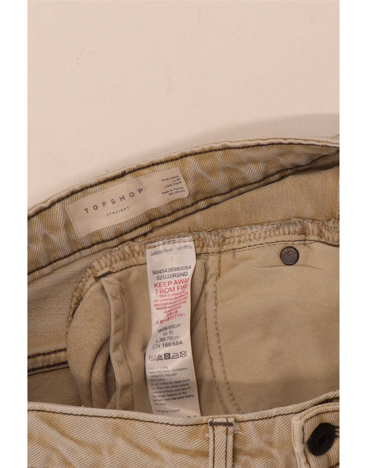 Topshop Damen Kurzjeans W26 L25 Beige Baumwolle