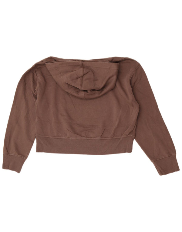 Zara Damen Crop Oversized Hoodie Pullover UK 10 Small Graue Baumwolle