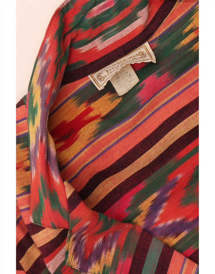 Vintage Damen 2-Knopf-Blazerjacke UK 18 XL Mehrfarbige Ikat-Baumwolle