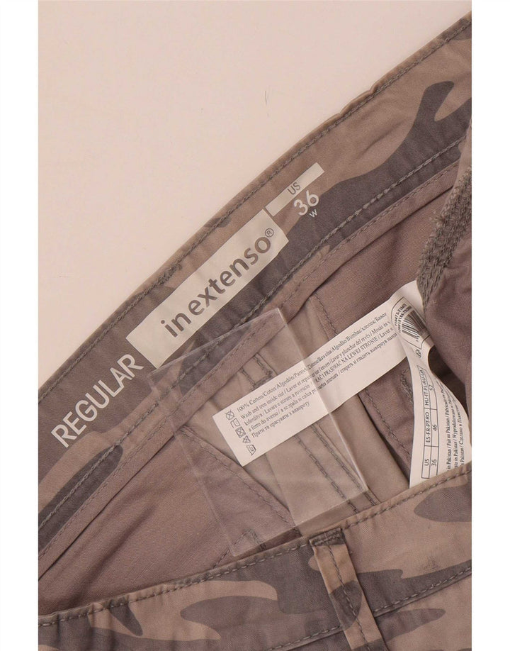 In Extenso Herren Regular Cargo Shorts W36 Große graue Camouflage-Baumwolle