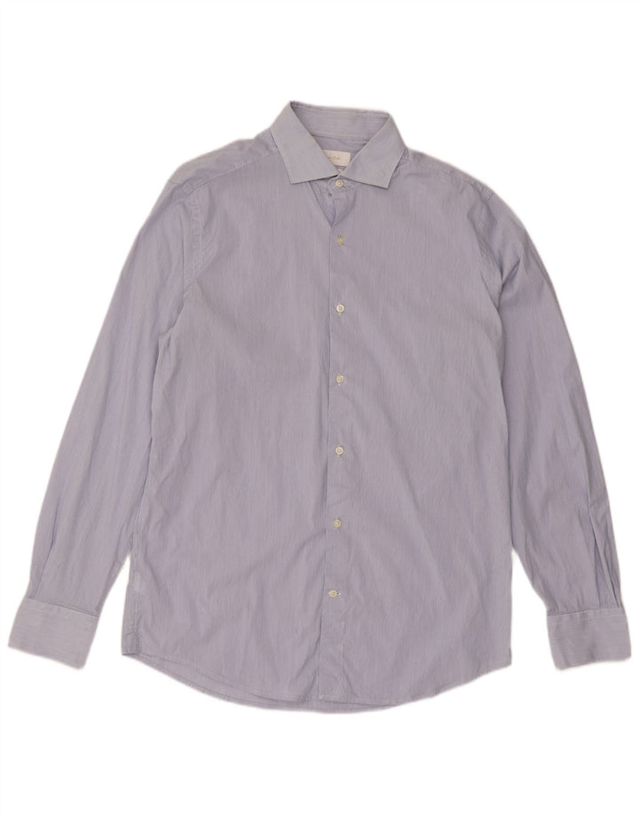Massimo Dutti Herrenhemd, Größe 41, mittelblau, Nadelstreifen-Baumwolle, klassisch
