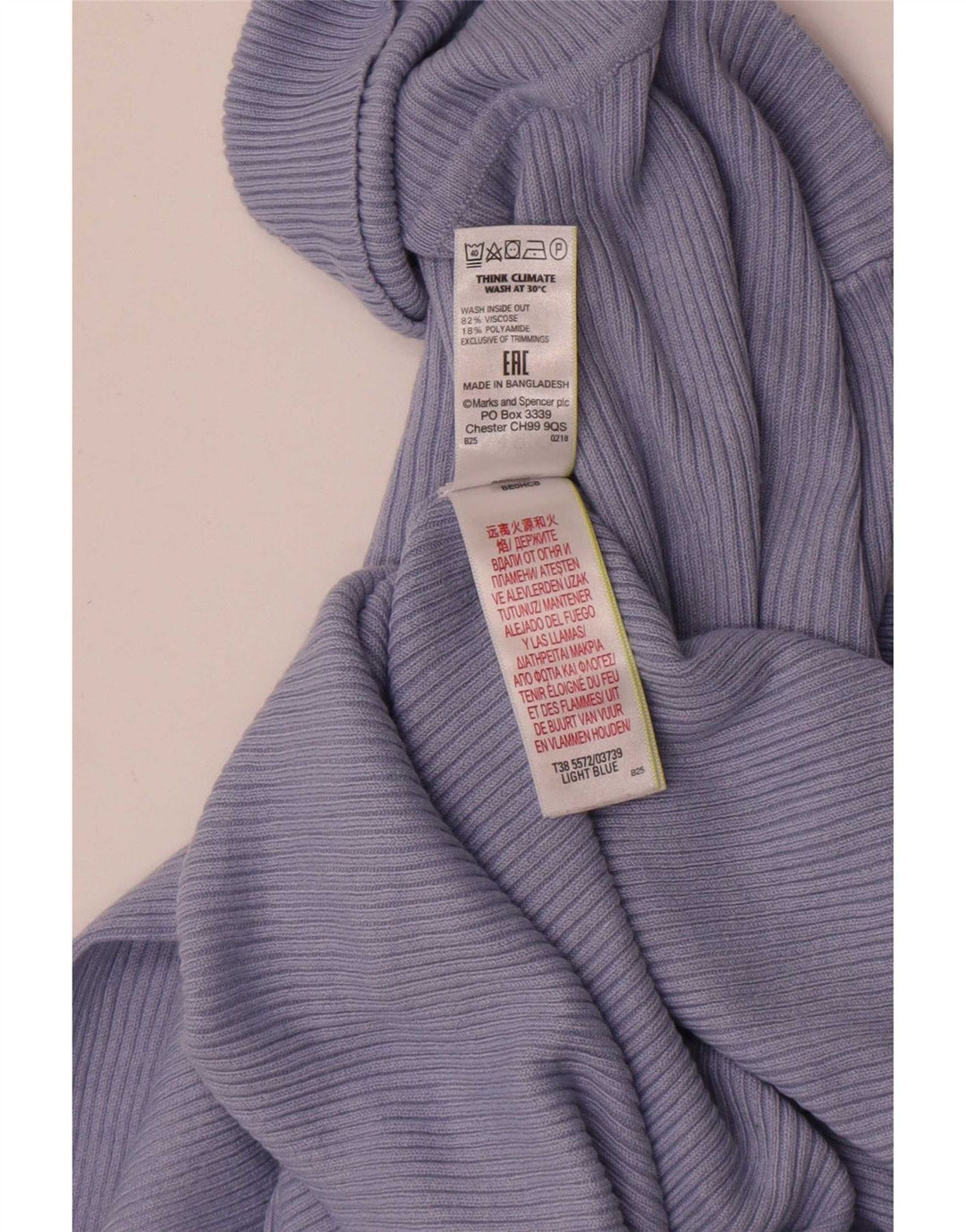 Marks & Spencer Rollkragenpullover für Damen, UK 12, mittelblaue Viskose