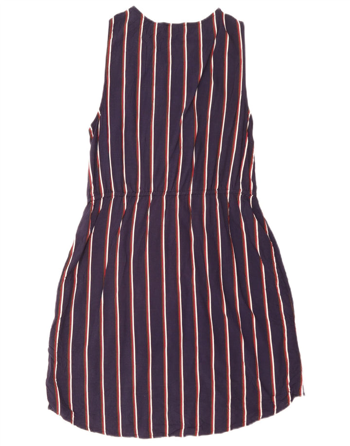 Guess Ärmelloses Basic-Kleid für Damen, UK 12, mittlere marineblaue gestreifte Viskose