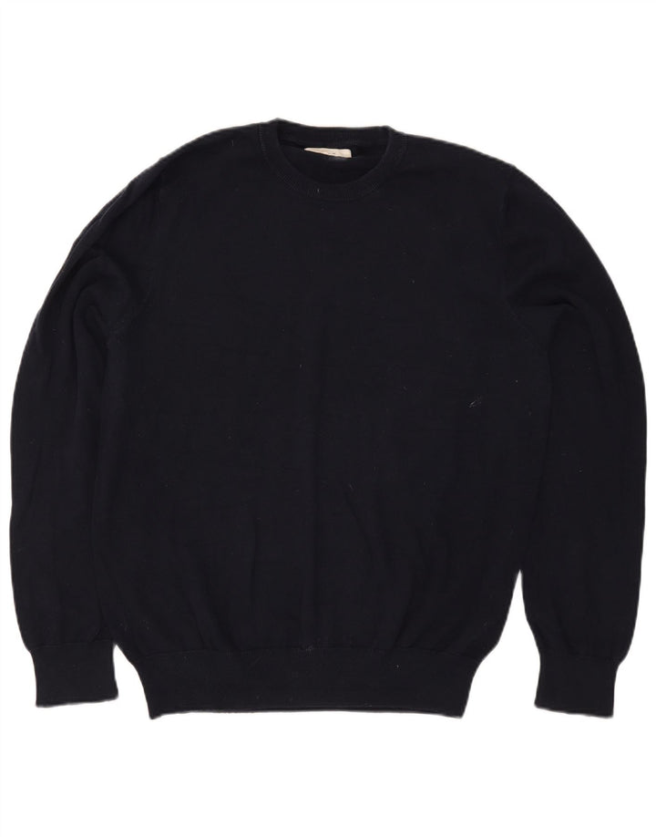 Marks & Spencer Herren-Pullover mit Rundhalsausschnitt, groß, marineblaue Baumwolle