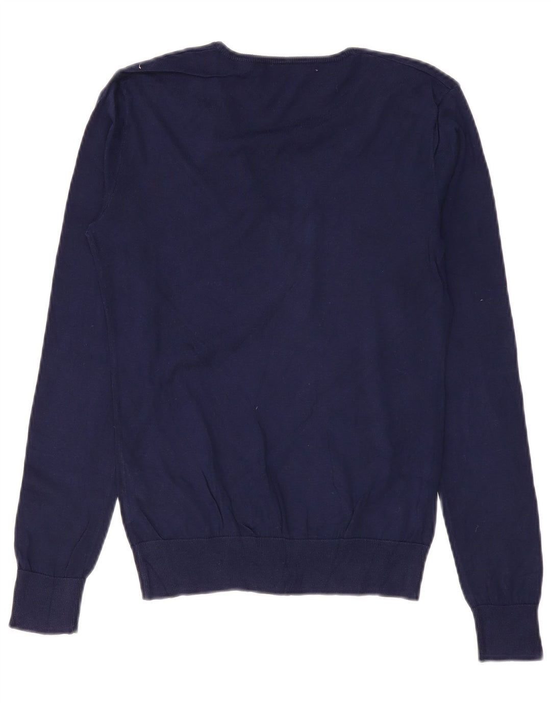 Ralph Lauren Damen-Pullover mit V-Ausschnitt, UK 12, mittelmarineblaue Baumwolle