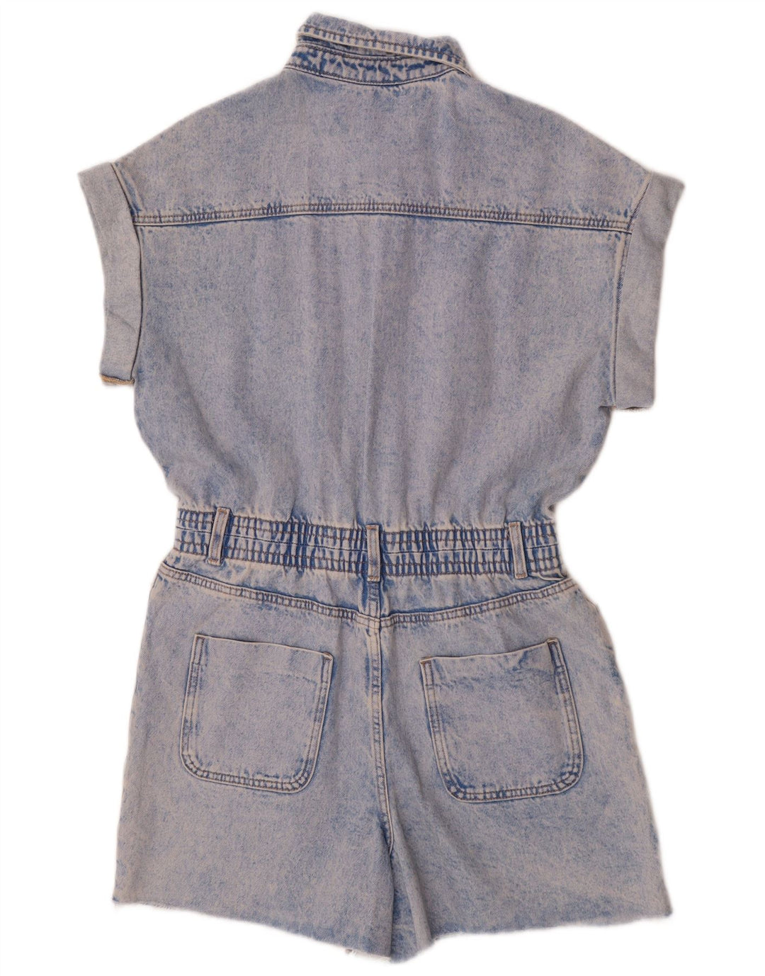 Zara Damen Jeans-Playsuit UK 14 Mittelblaue Baumwolle